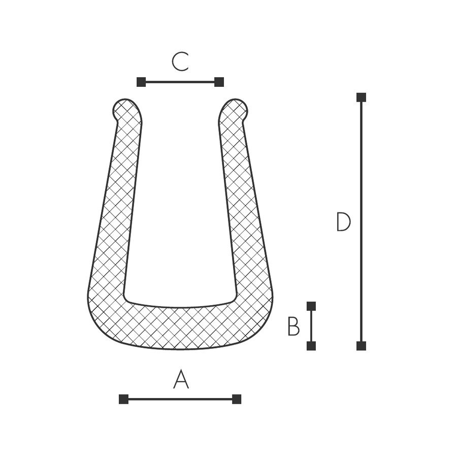 Abmessungen des Schaumprofils (siehe Preistabelle) Abmessungen des Schaumprofils (siehe Preistabelle)