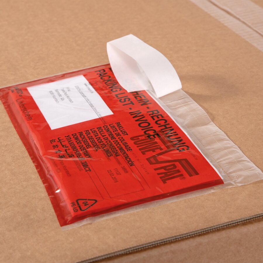 ...Papierstreifen abziehen und Tasche zukleben. ...Papierstreifen abziehen und Tasche zukleben.