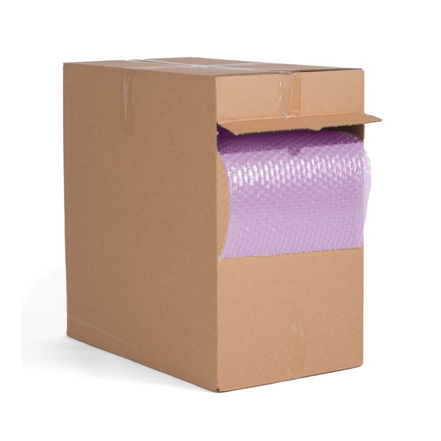 Antistatische Luftpolsterfolie im praktischen Spendekarton Antistatische Luftpolsterfolie im praktischen Spendekarton