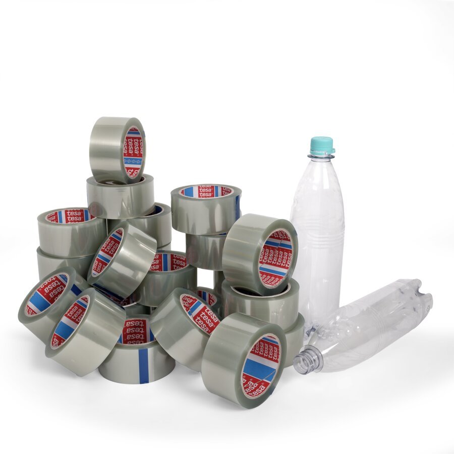 Transparentes Recyclingklebeband aus PCR und PET Transparentes Recyclingklebeband aus PCR und PET