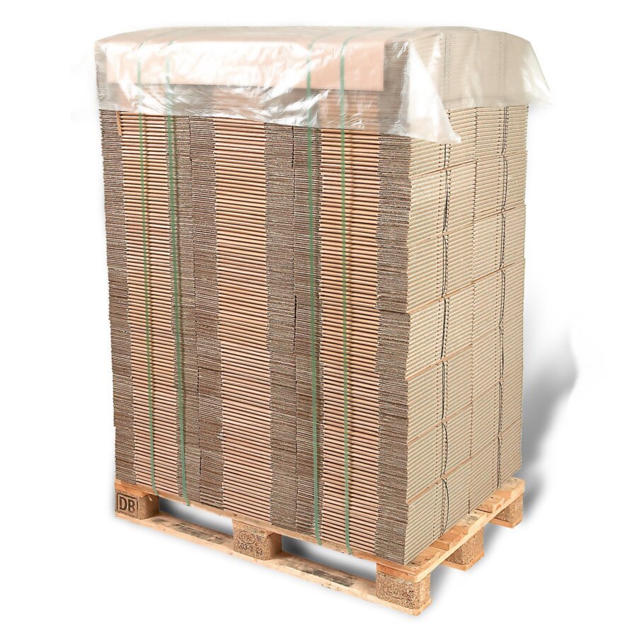 Transparentes Abdeckblatt für Paletten aus 50% recyceltem LDPE-Material Transparentes Abdeckblatt für Paletten aus 50% recyceltem LDPE-Material