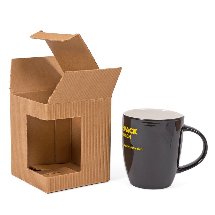 Präsentverpackung für Tassen in ansprechender offener Welle Präsentverpackung für Tassen in ansprechender offener Welle