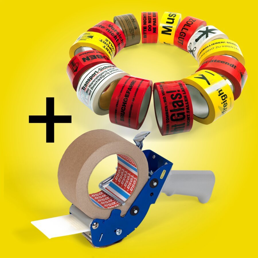 Warnklebeband und Handabroller im Set Warnklebeband und Handabroller im Set