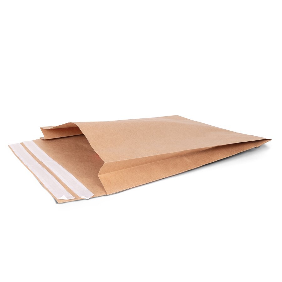 Einfach Waren eintüten Papier-Versandtasche mit sichtbarer Seitenfalte und keiner Bodenfalte