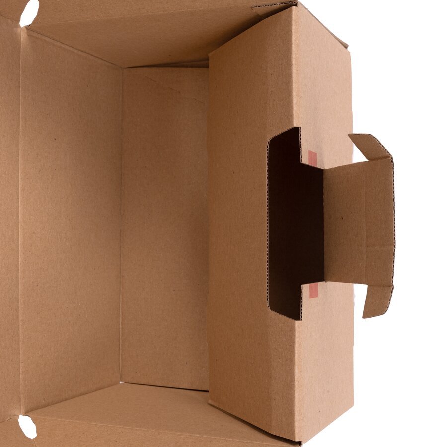 Karton-Innenansicht mit Einstecklasche und Verstärkung Draufsicht Einstecklasche und Steckmechanismus Vorderseite