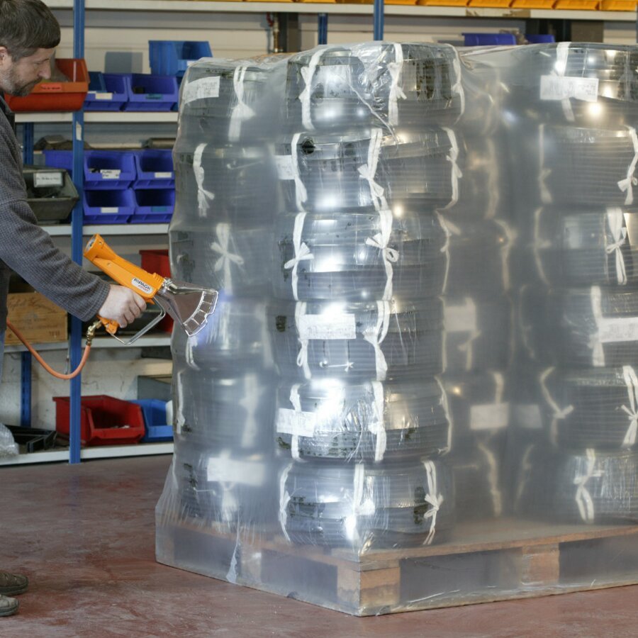 Schrumpfschlauchfolie mit Seitenfalte Schrumpfschlauchfolie mit Seitenfalte