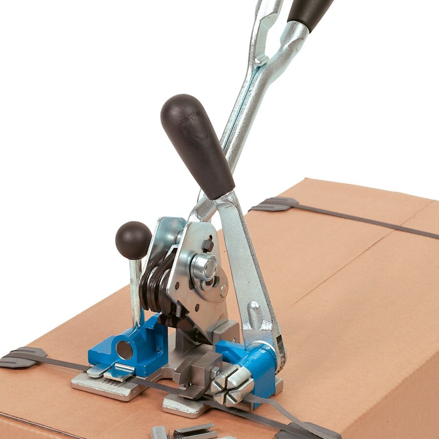 Einfache Anwendung für schnelles Umreifen von Kartonagen Einfache Anwendung für schnelles Umreifen von Kartonagen