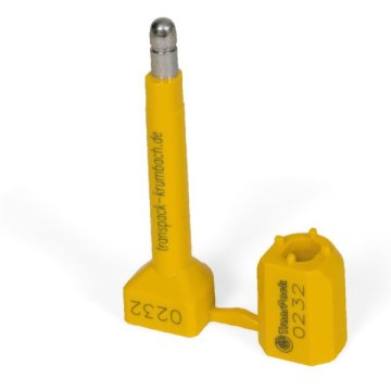 Zweiteilige Containerplombe aus gehärtetem Stahl mit Kunststoffummantelung