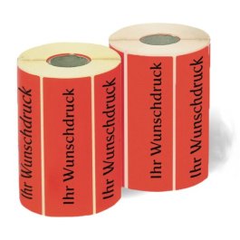 Individuelle Etiketten 2 Rollen rotes Etikett - schwarzer Aufdruck